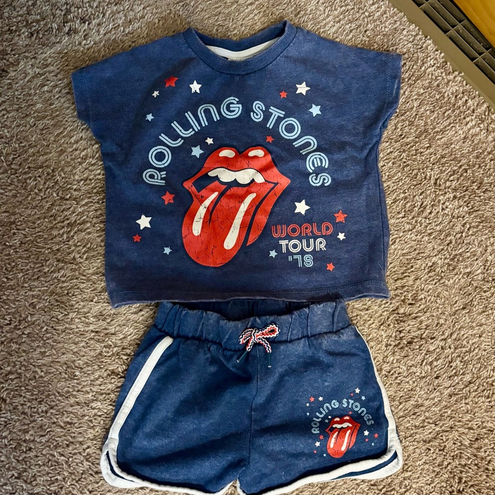 Rolling Stones Blue Graphic Tee and Shorts Set